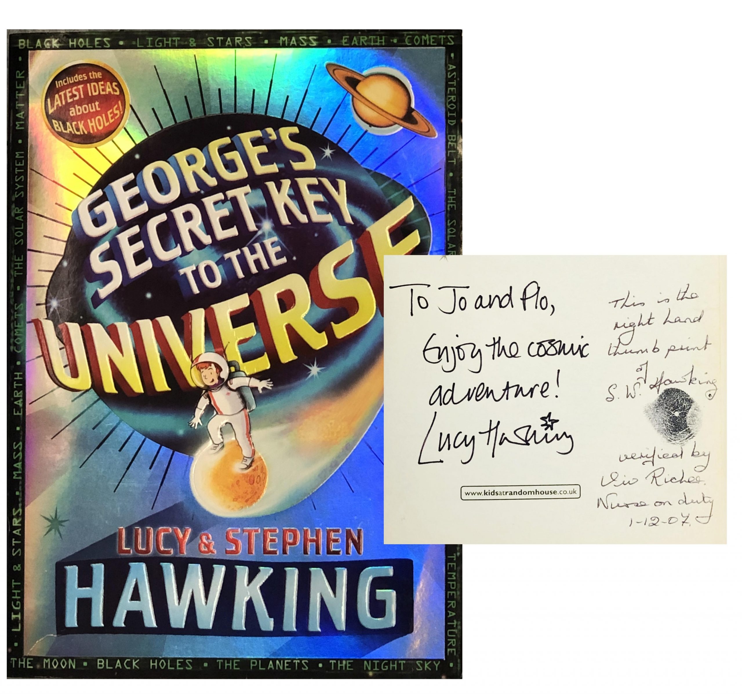 Stephen Hawking GEORGES KEY TO UNIVERSE, Inscribed
