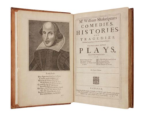 SHAKESPEARE, William (1564-1616). Mr. William Shakespear's Comedies, Histories, and Tragedies. Published according to the true Original Copies.