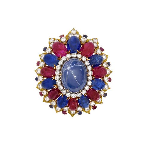 Important Bulgari Gemstone Brooch