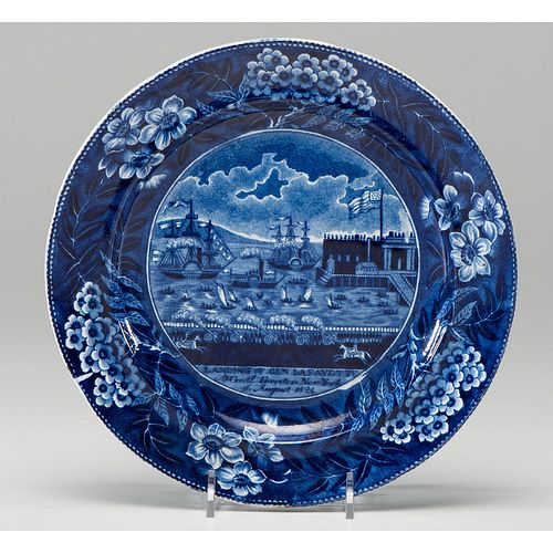 A Clews Transferware Plate, Landing of Gen. Lafayette