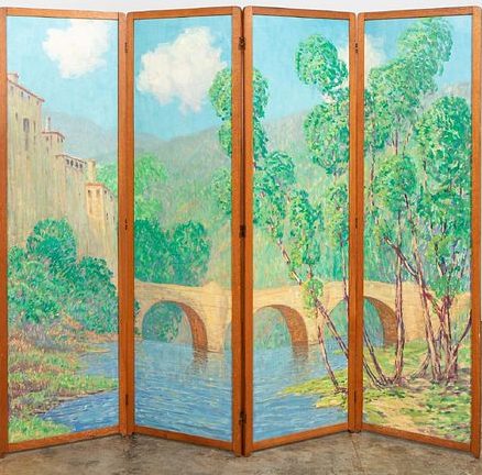 Harry Hoffman, Painted Landscape, Folding Screen
