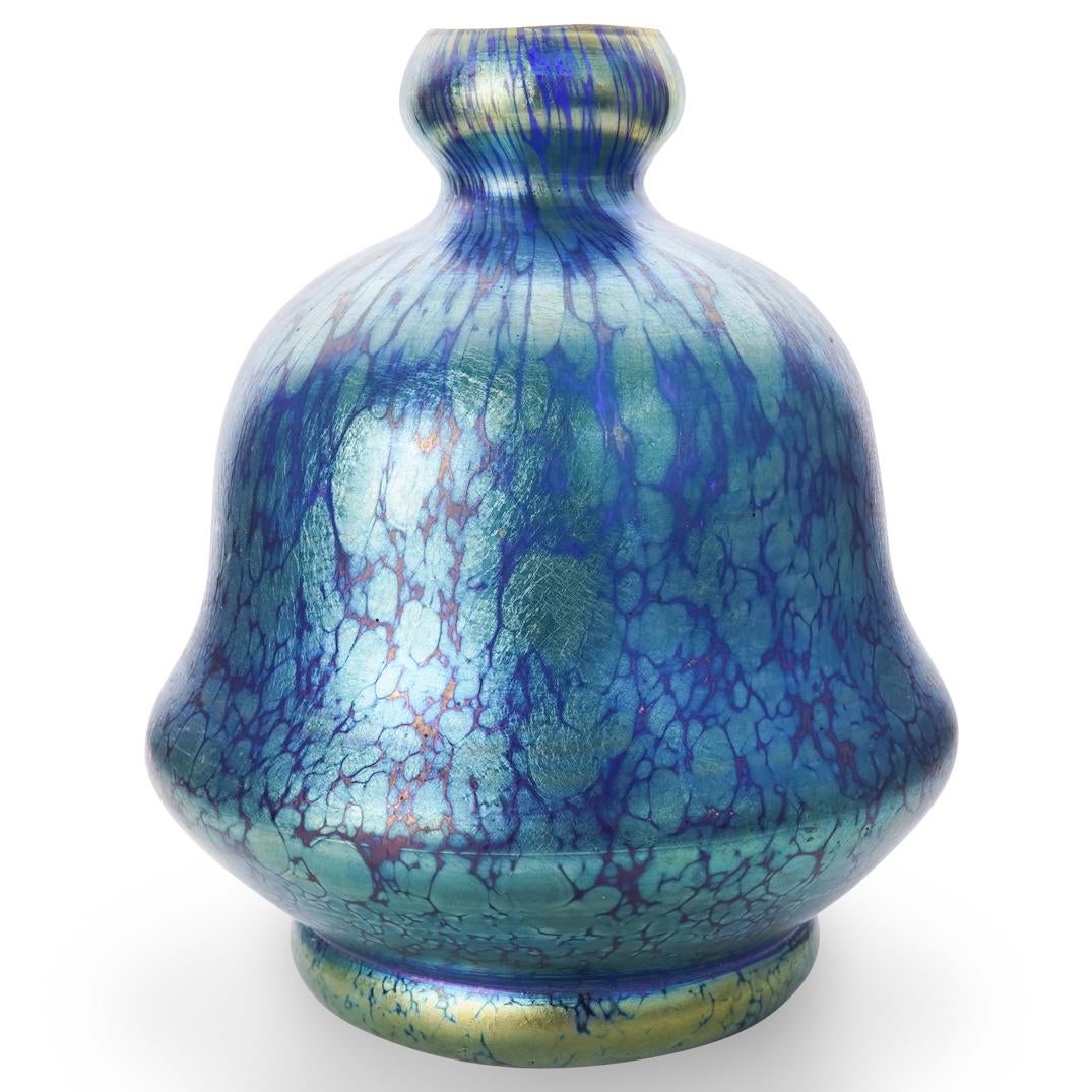 Loetz Iridescent Blue Glass Vase