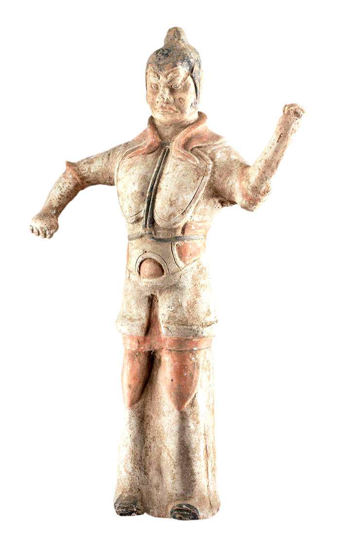 Chinese Tang Dynasty Polychrome Warrior Figure w/ TL