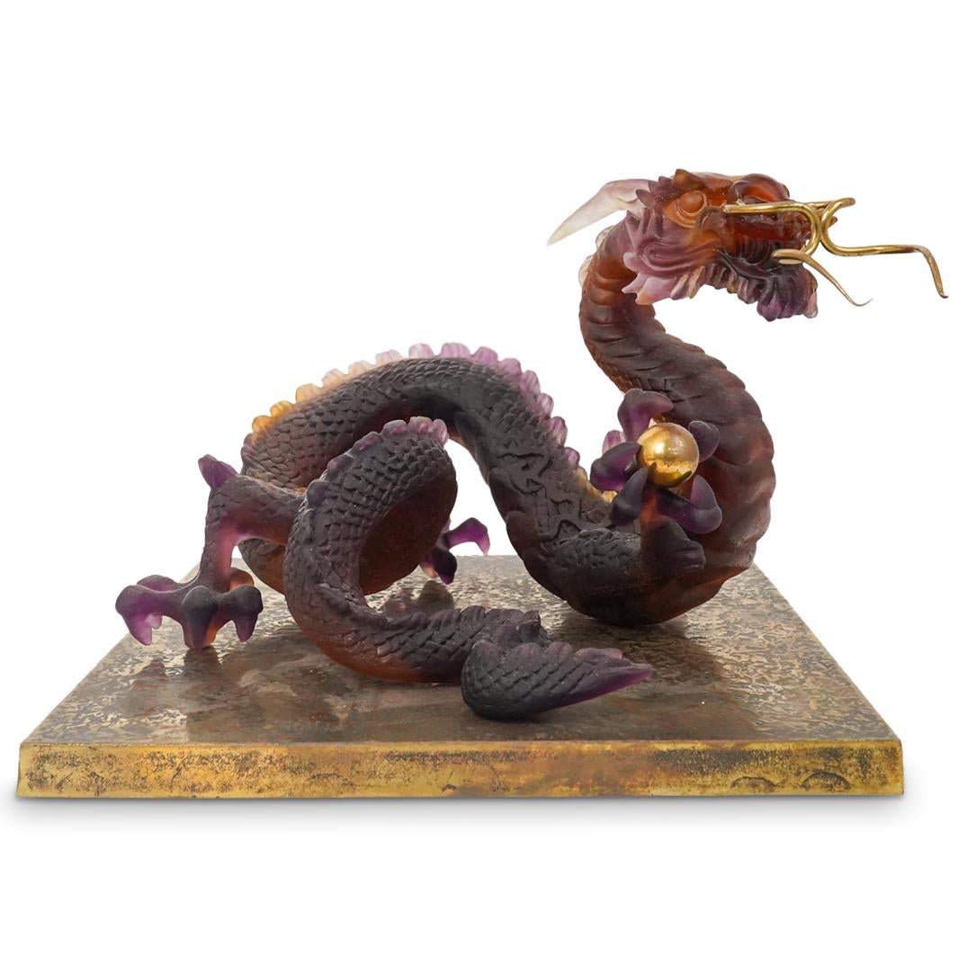 Large Daum "Le Dragon" Patte De Verre Sculpture