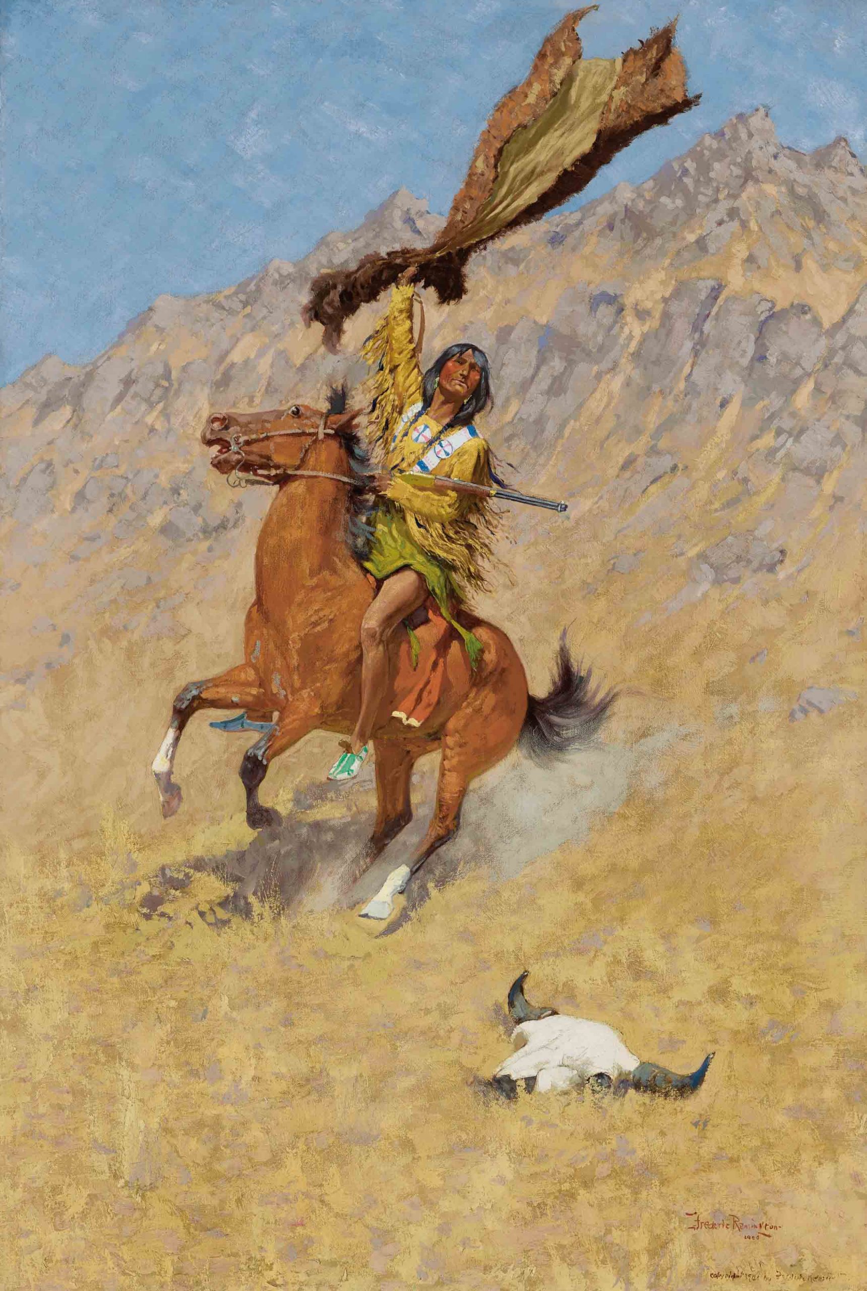 " Frederic Remington (1861-1909) The Buffalo Signal (If Skulls Could Speak)"