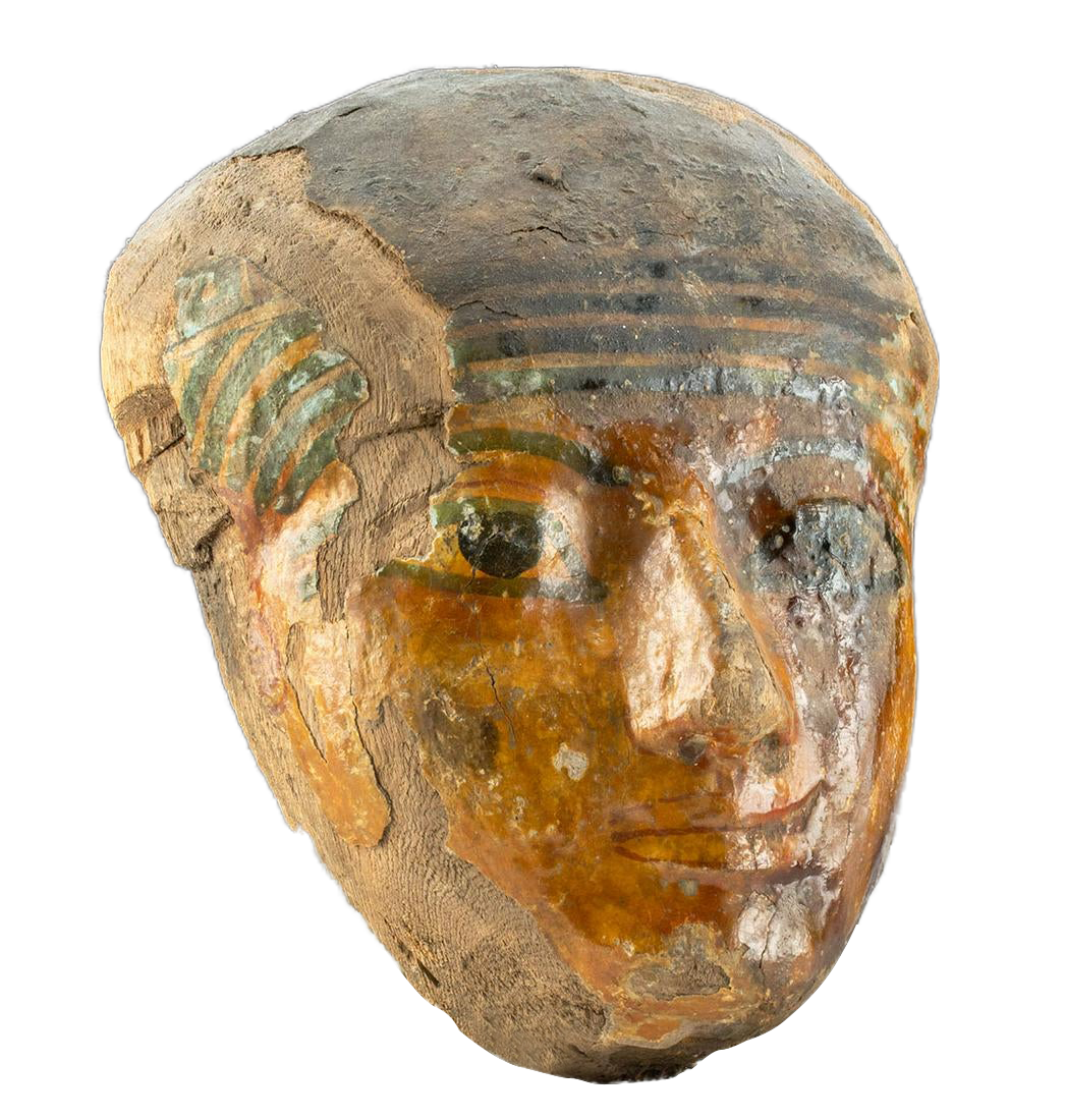 Egyptian Late Dynastic Cedar Mummy Mask