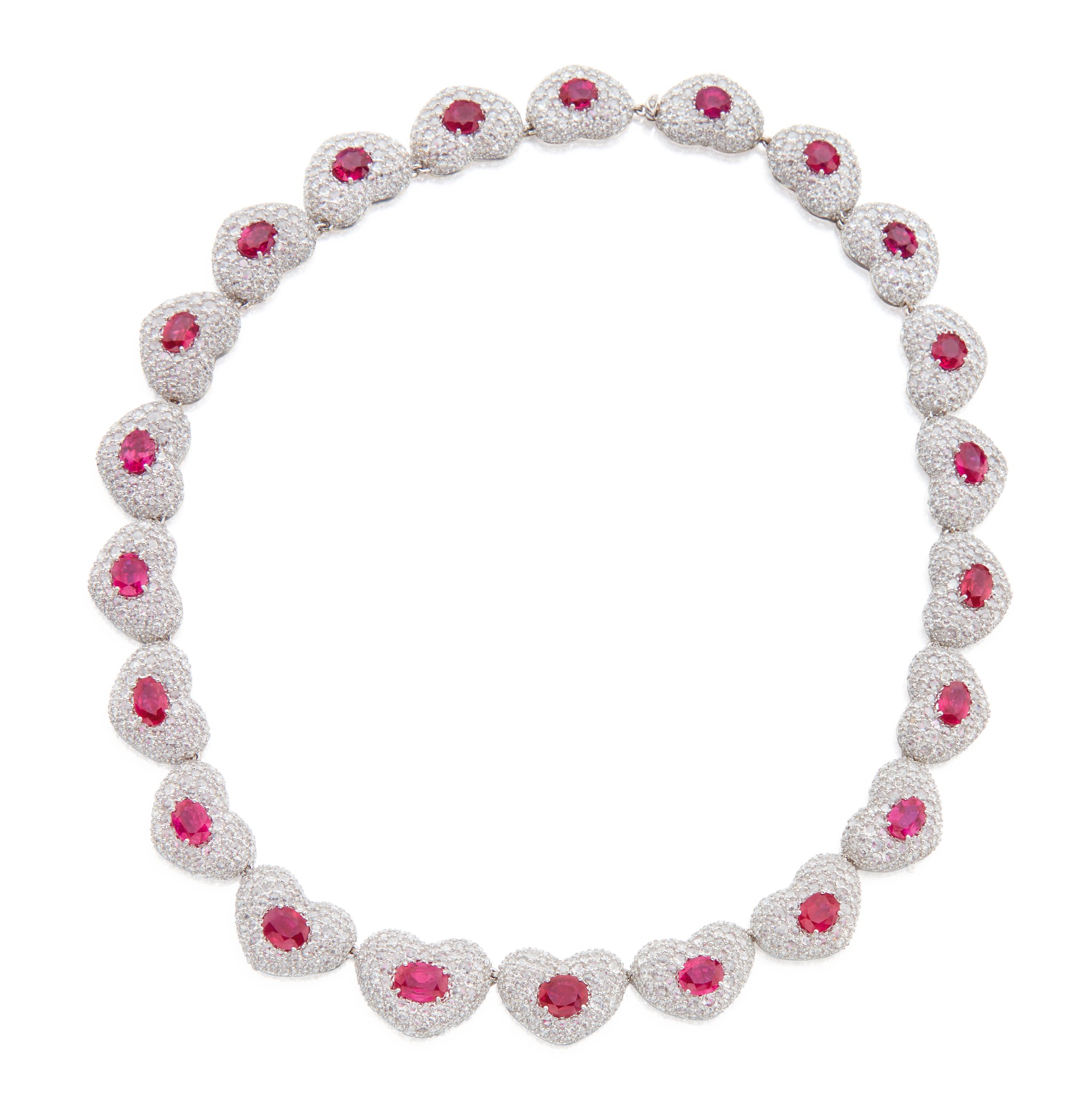 Michele della Valle - Ruby and Diamond 'Cuori' Necklace