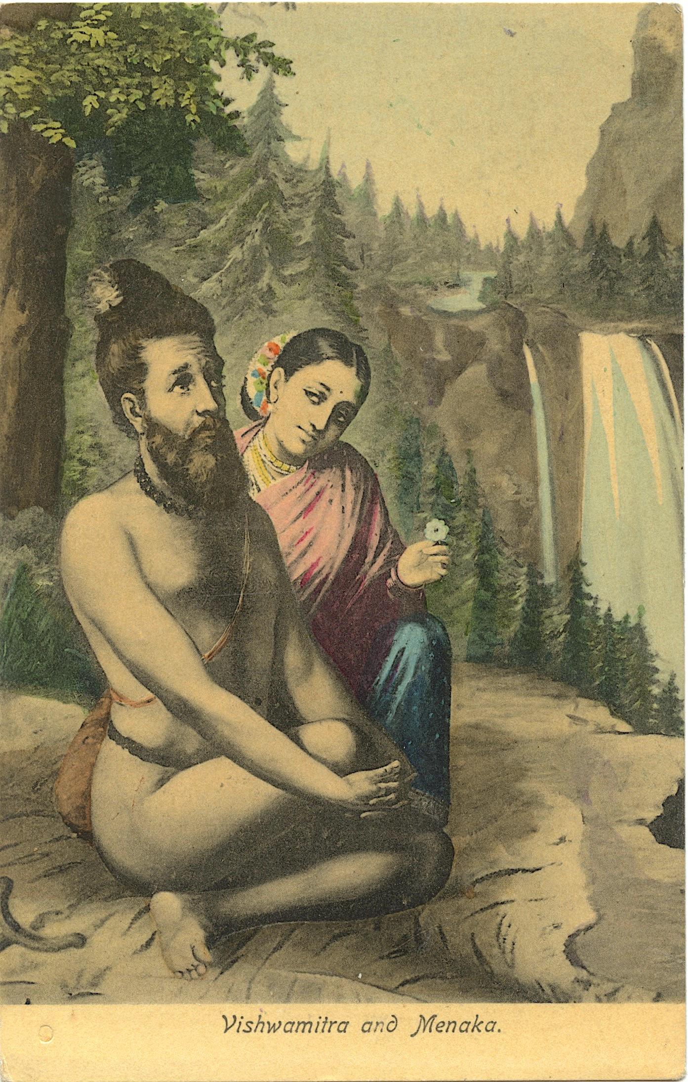 Antique / Vintage Postcard Vishwamitra and Menaka
