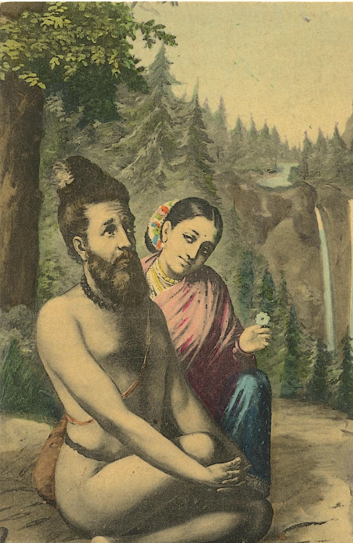 Antique - Vintage Postcard Vishwamitra and Menaka