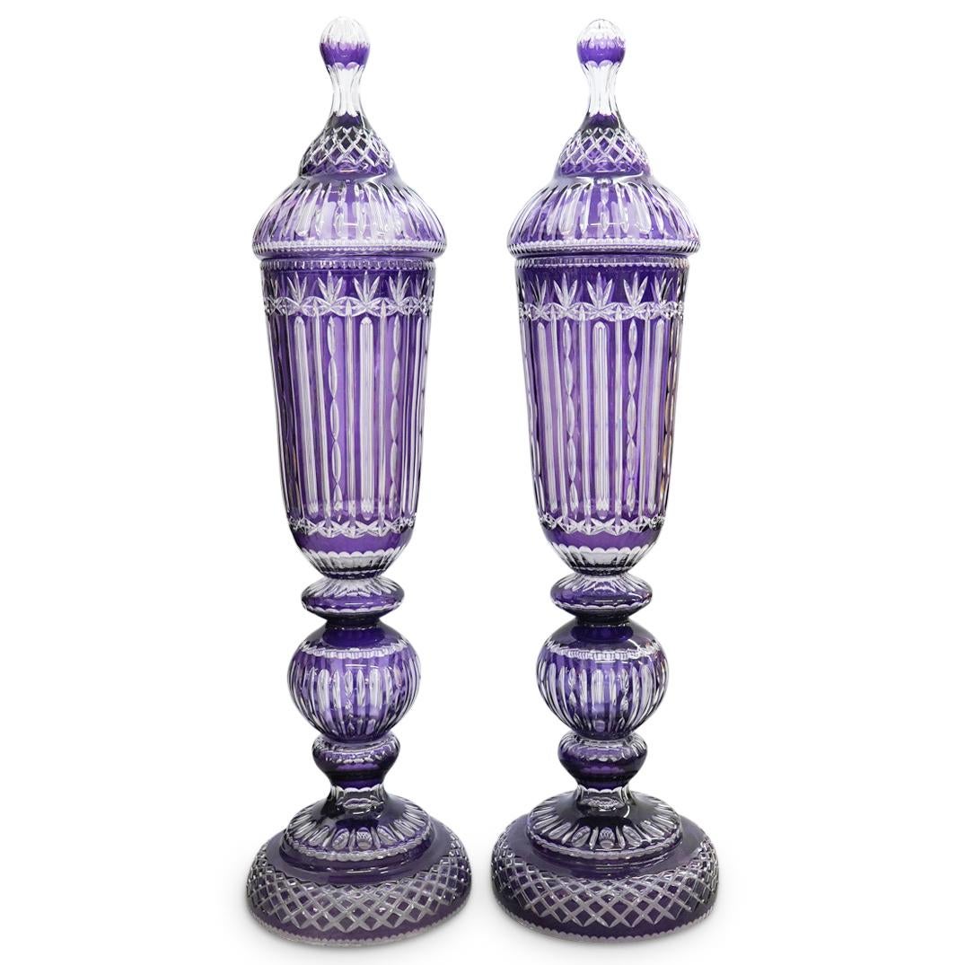 Monumental Amethyst Crystal Cut Urns