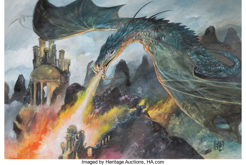 Game of Thrones Dragons Preliminary Concept Painting by William Simpson (HBO, 2011)