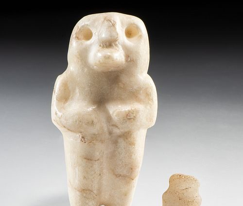 A Pair of Mississippian Human-Owl Anthropomorphic Effigy Figures, Largest