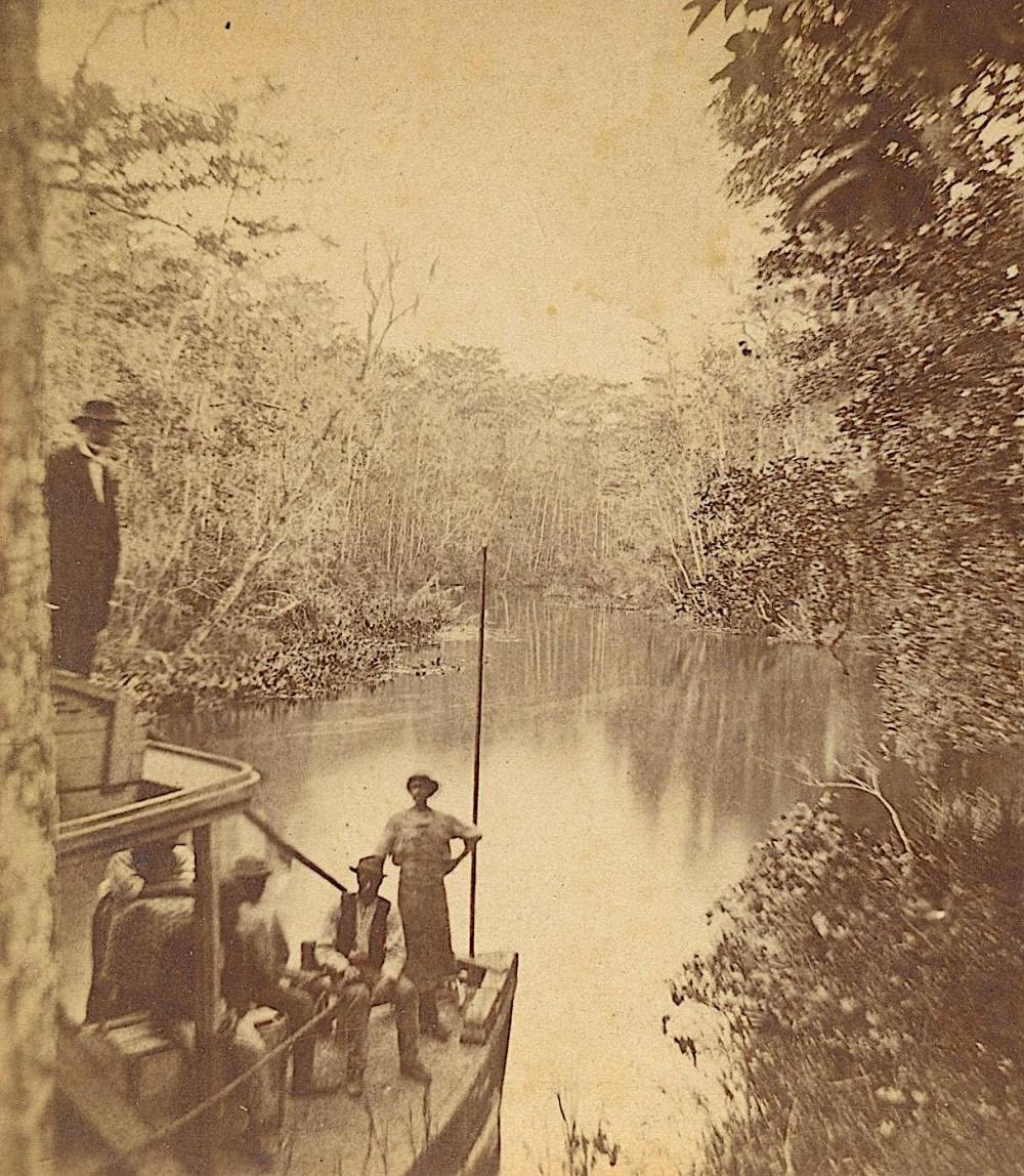 Antique Real Photo Stereoview Boat Pioneers, FL