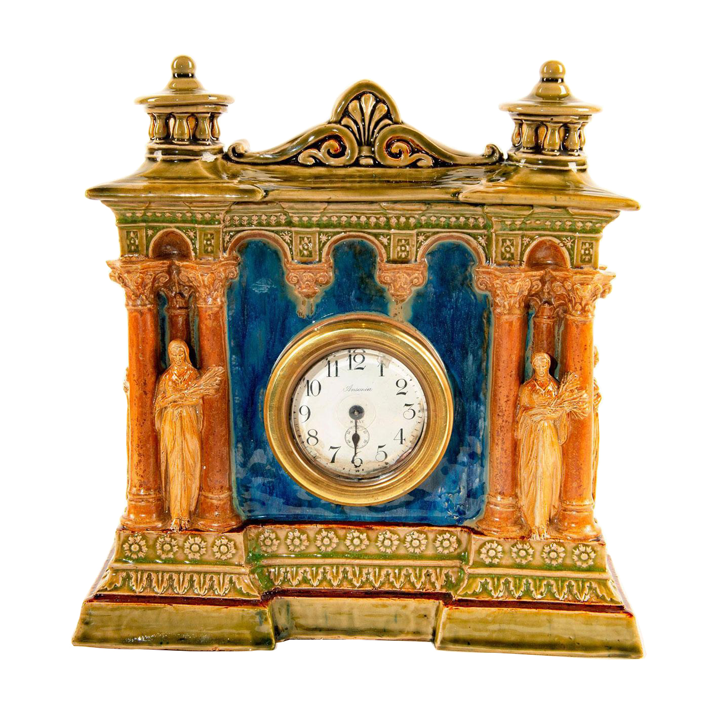 George Tinworth Large Stoneware Mantel Clock