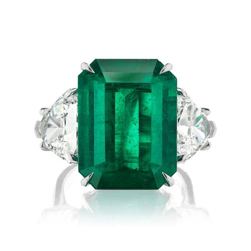 RARE & UNIQUE ZAMBIAN EMERALD AND DIAMOND RING