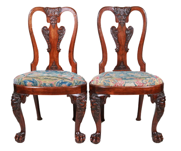 Pair of George II Anglo-Chinese Huanghuali balloon-seat side chairs, circa 1740.