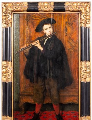 Cesare Auguste Detti Musician Oil on Panel