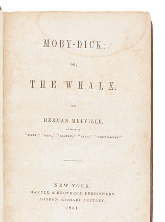 MELVILLE, Herman (1819-1891). Moby-Dick; or, the Whale. New York- Harper & Brothers, 1851.