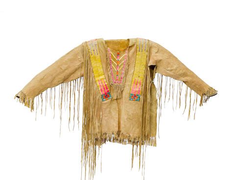 A Fort Berthold Man's Quilled Shirt, Associated With White Swan, Sap-ut-ka-low-nee (1844-1936), Also Known As Poker Jim