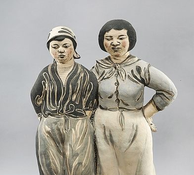 Painted Stoneware Sculpture by Akio Takamori