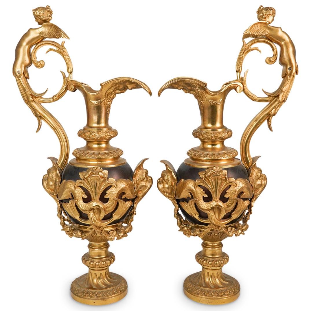 Probably Victor Paillard Dore Bronze Bronze Ewers