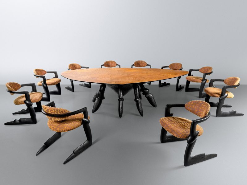 Wendell Castle (1932-2018) Seven Days of the Week Dining Table and Ten Chairs, 1997