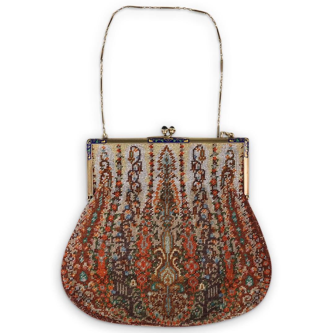 1920s Tiffany and Co. Gold and Beaded Purse