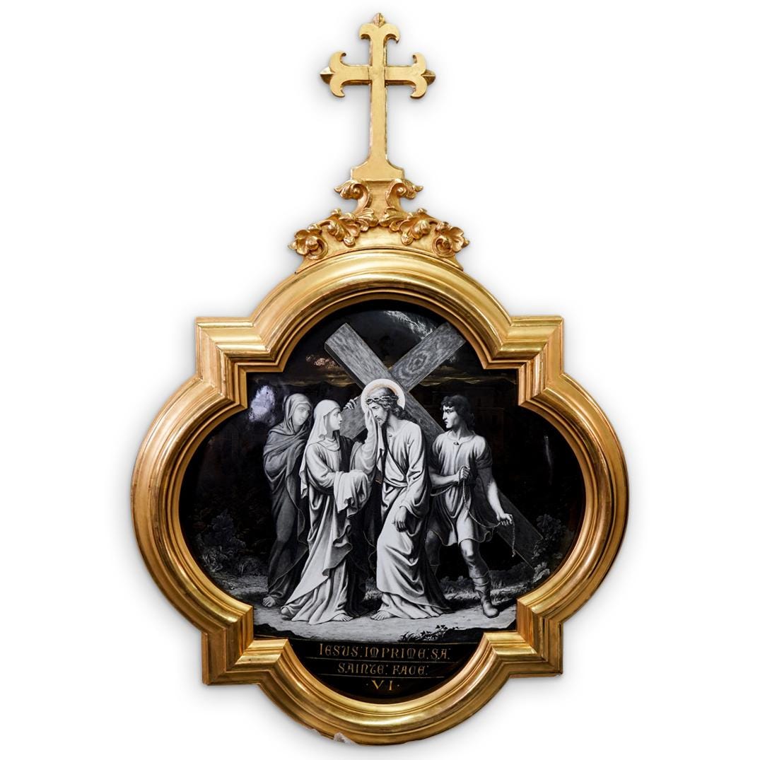 Monumental Probably Limoges 19th Cent Religious Enamel