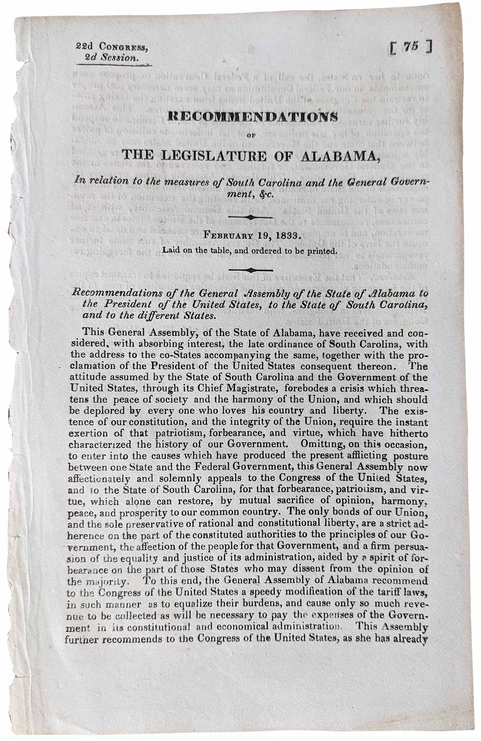 Antique Recommendations Of Alabama For Slavery, 1833