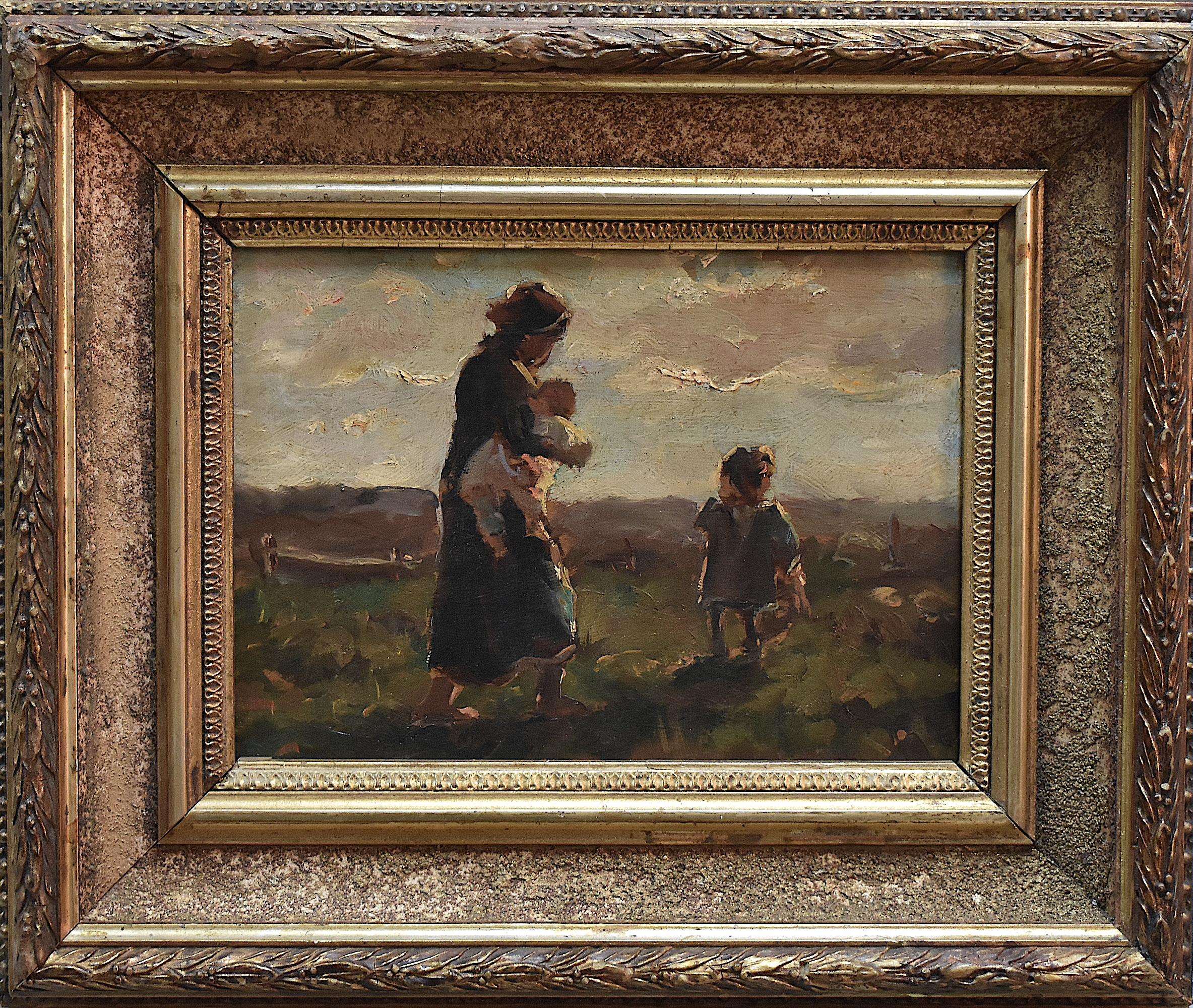 Edith Hume (1843-1906) Oil Painting Mother and Child