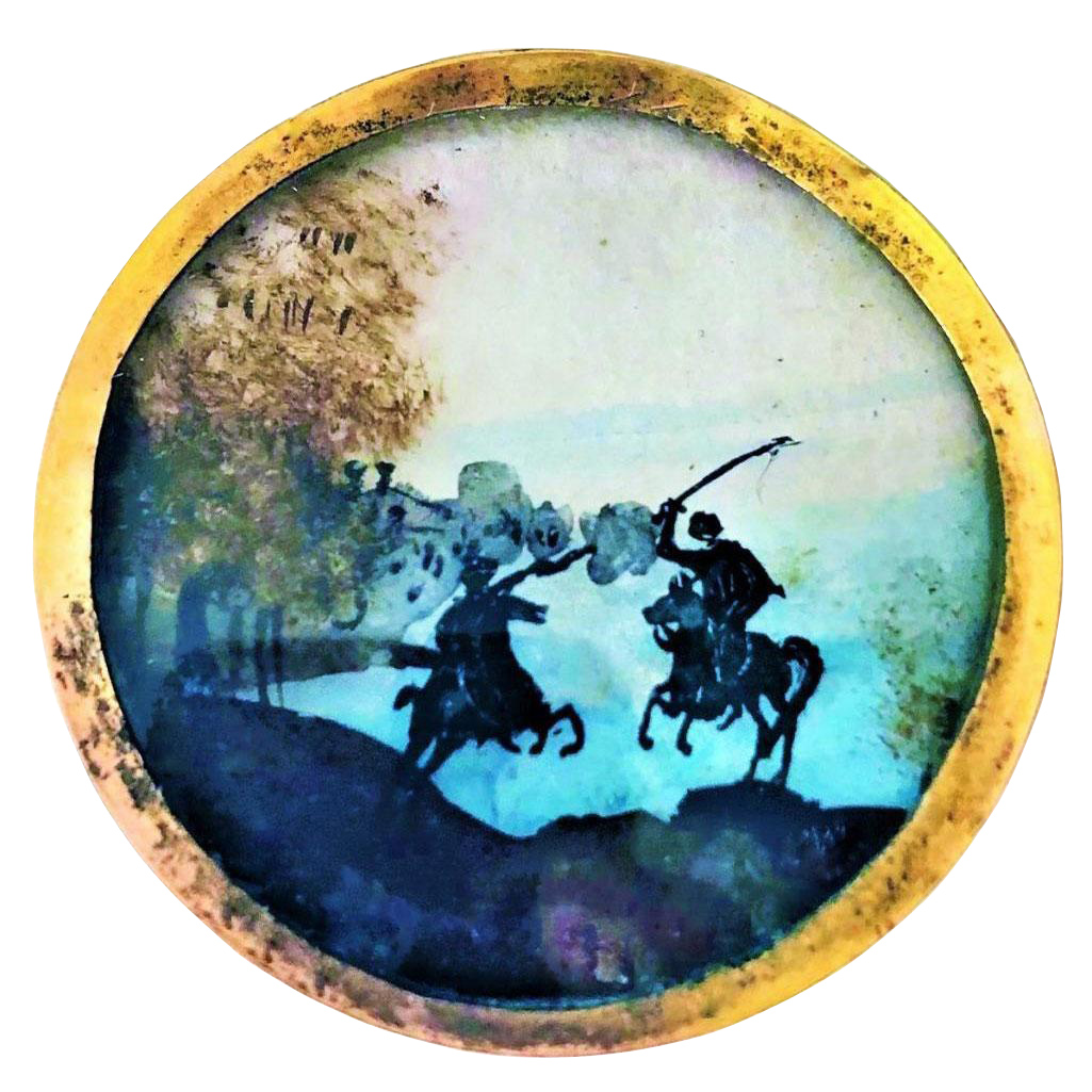 An Incredible 18th Century Silhouette Scene Button