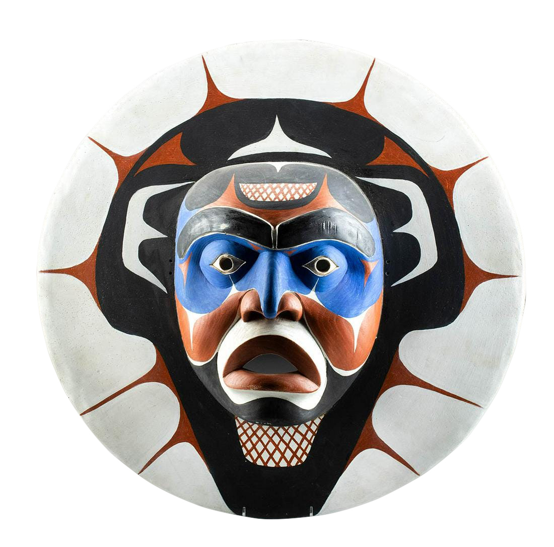 Northwest Coast Kwakiutl Polychrome Wood Sun Mask 1970s