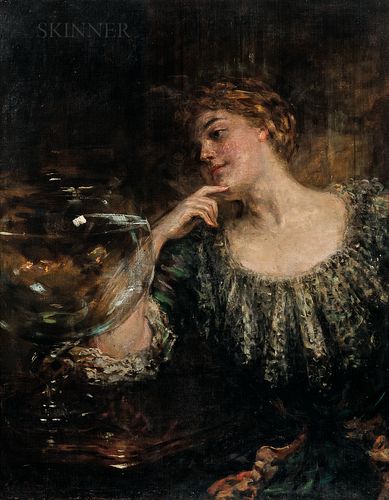 James Carroll Beckwith (American, 1852-1917) The Fishbowl