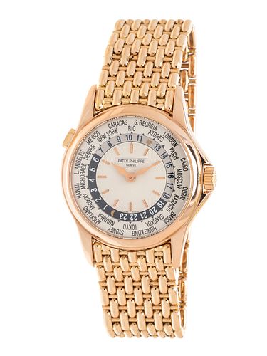 PATEK PHILIPPE, 18K PINK GOLD REF. 5110R-001 'WORLDTIME' WRISTWATCH