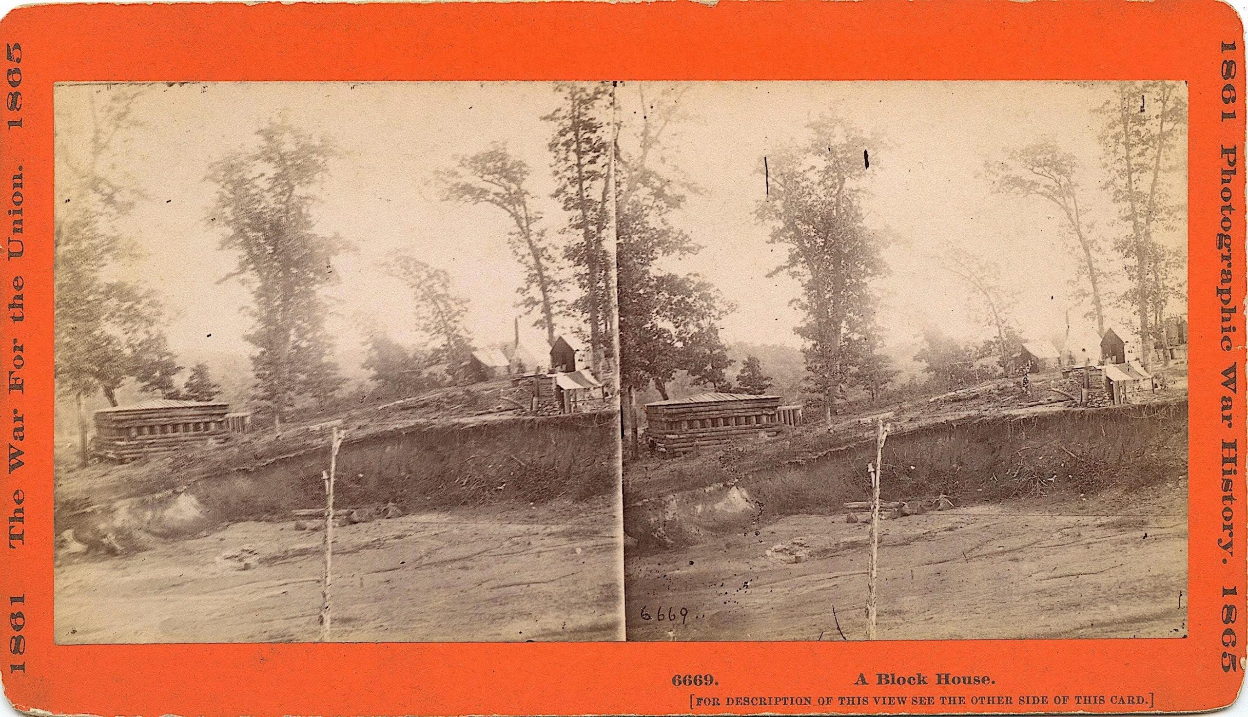 Real Photo Stereoview Civil War Block House