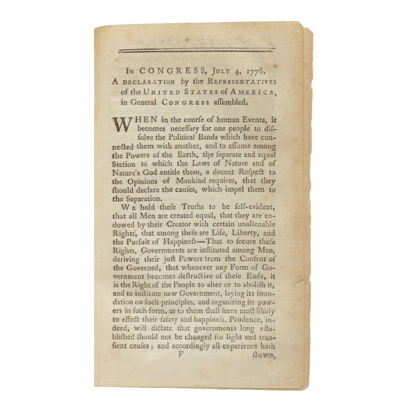 The Declaration of Independence | The first book-form printing of the Declaration of Independence