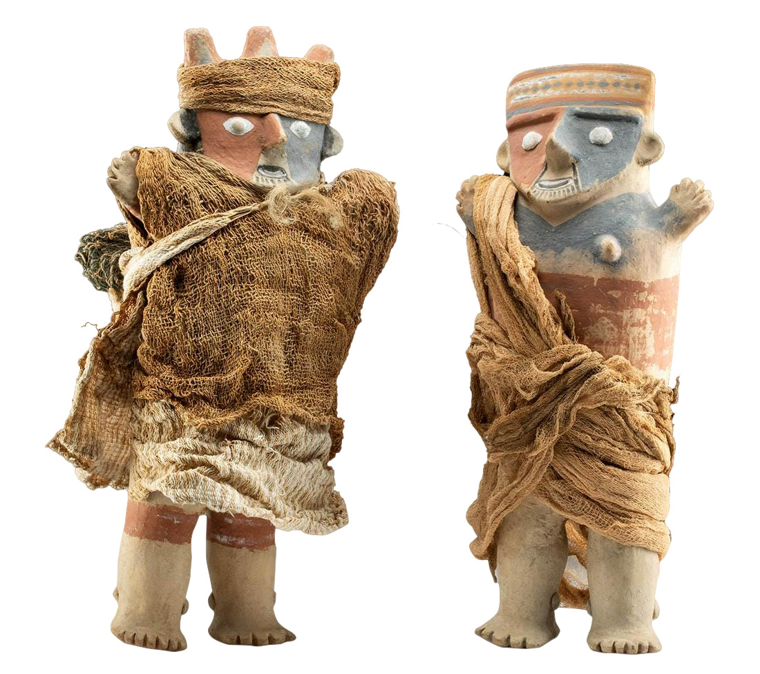 Rare Chancay Polychrome Figures Male, Female TL'd