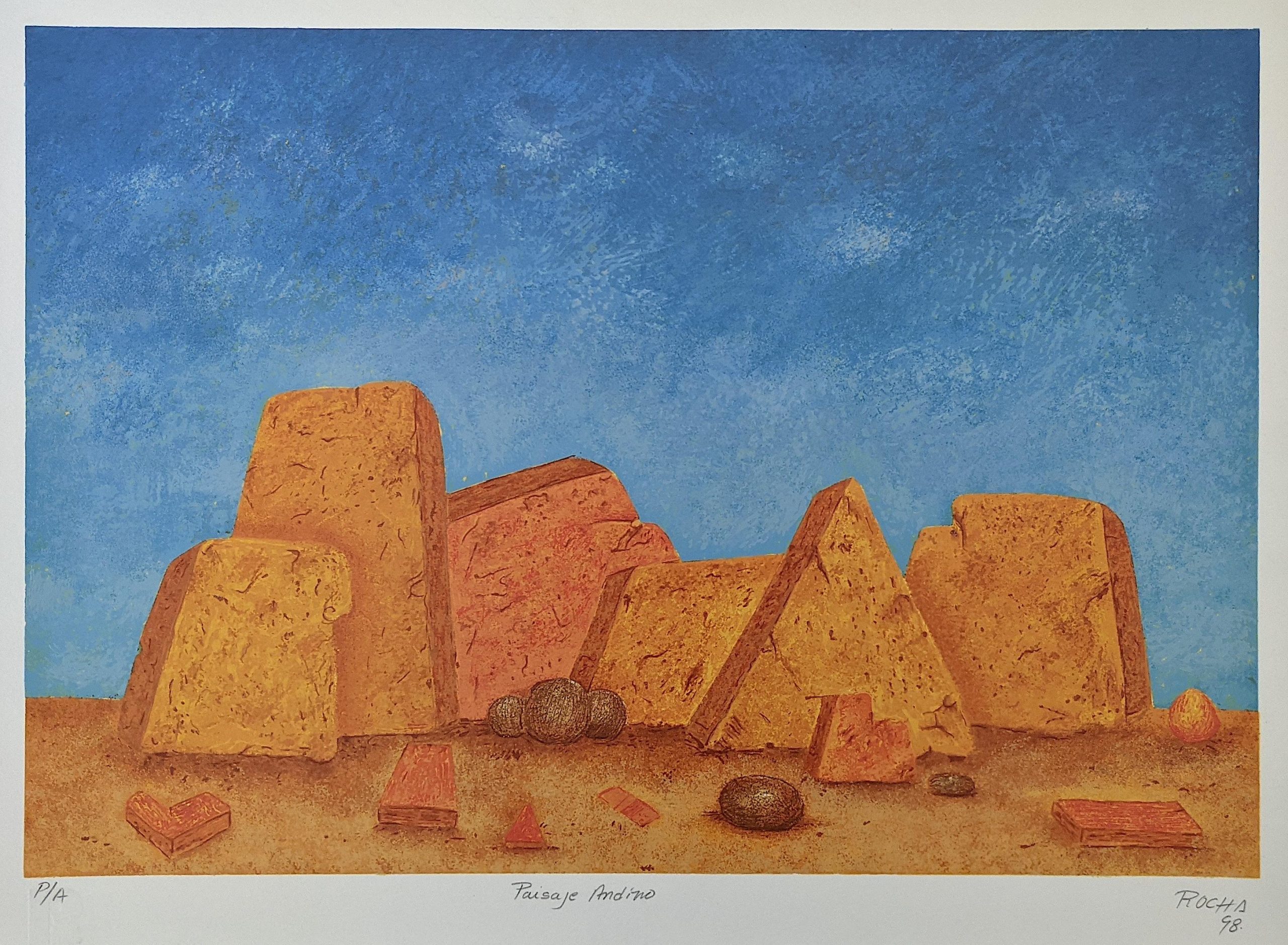 JORGE ROCHA Colombian Grabado 27.5" X 19.75"