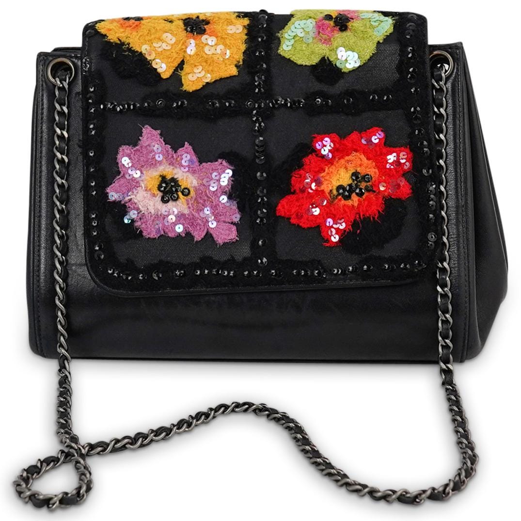 Chanel Black Embroidered Flap Bag