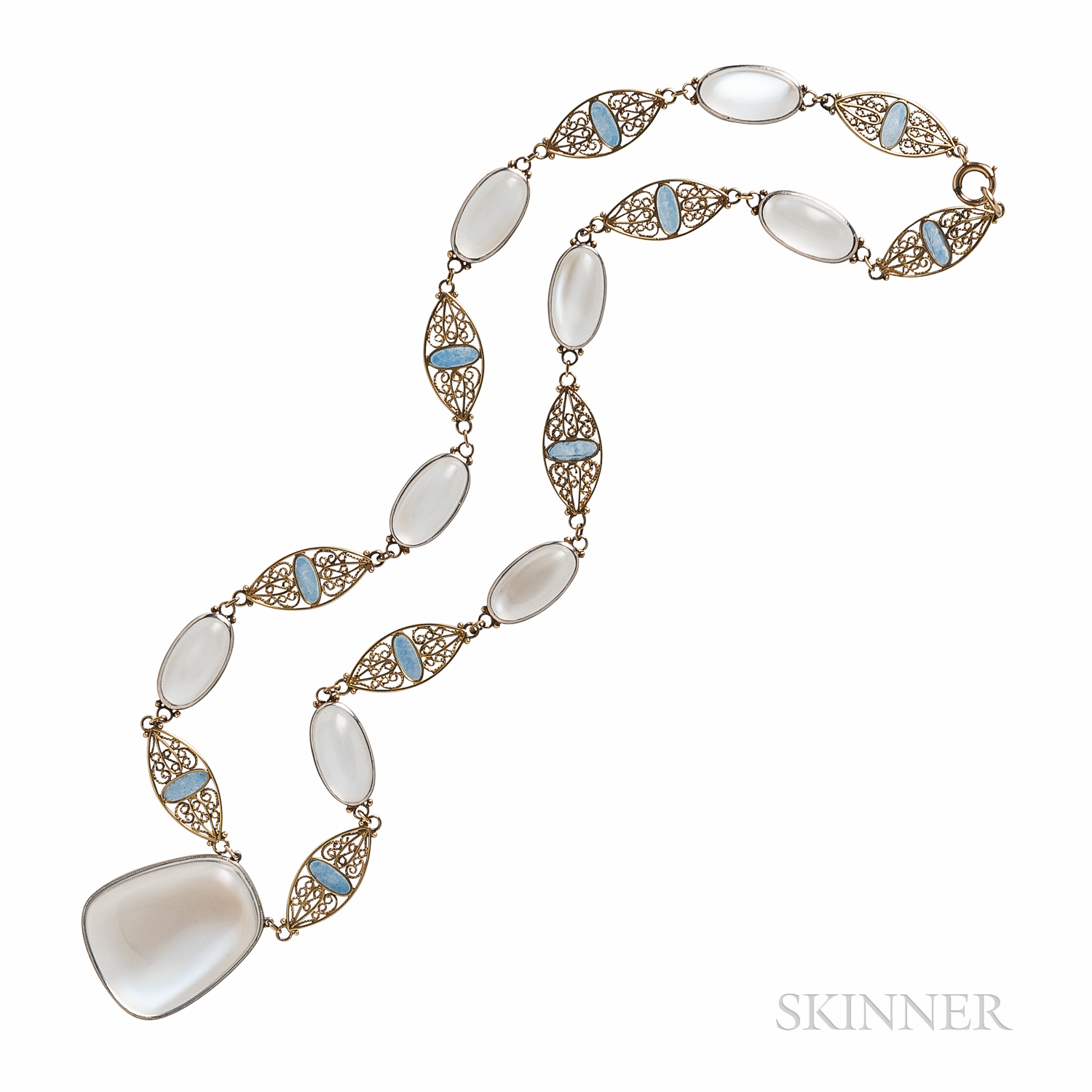 Tiffany & Co. Moonstone and Enamel Necklace