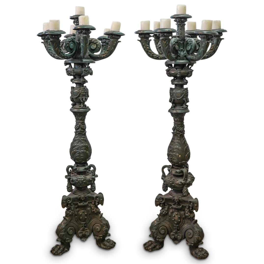Monumental Gothic Revival Candelabras