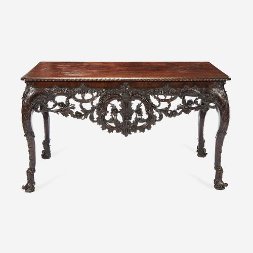 A George II Carved Mahogany Console Table Possibly after a design by Matthias Lock, first half 18th century