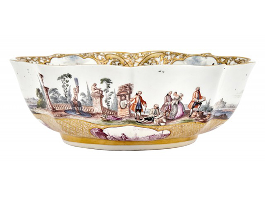 Meissen Porcelain Documentary Dated Ogival Quatrefoil Bowl from the Christie-Miller Service