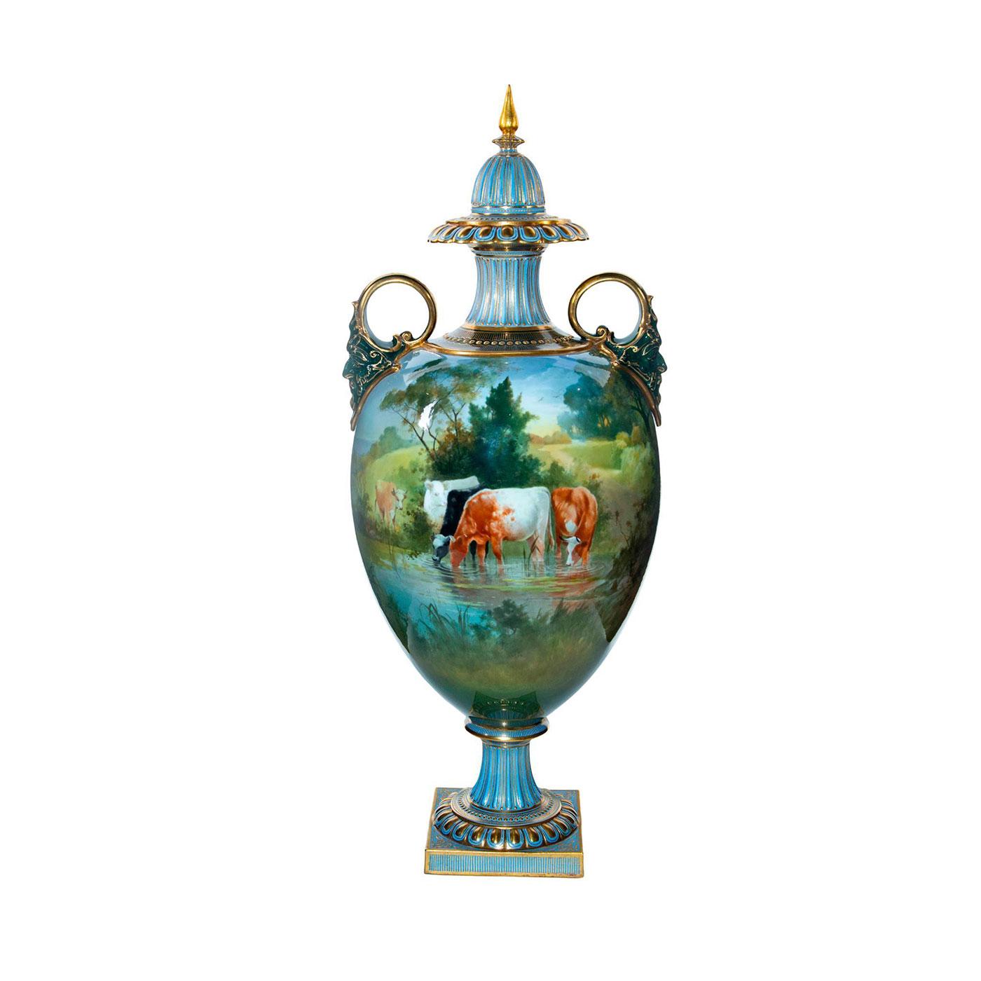 DOULTON BURSLEM C. HOPKINS EXHIBITION VASE, PASTORAL SCENE