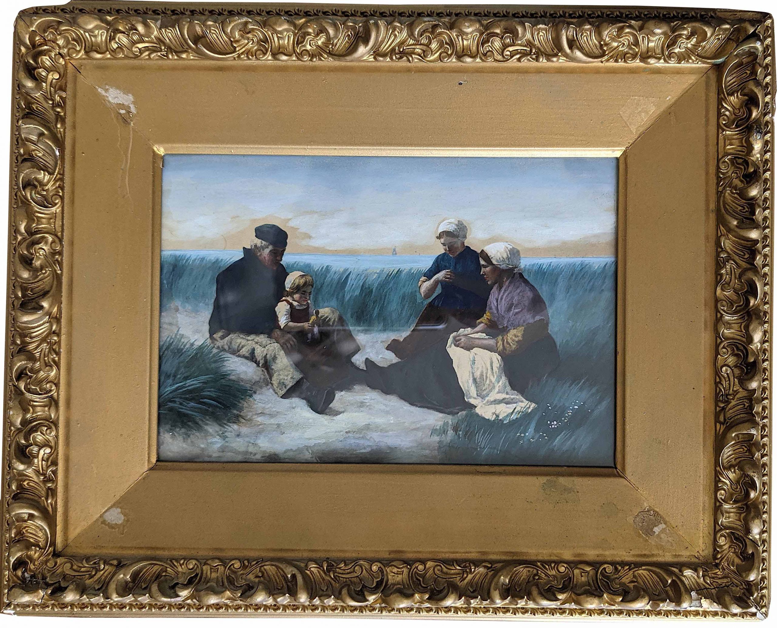 Old Watercolor The Hague School with Frame Foster Brothers, Boston