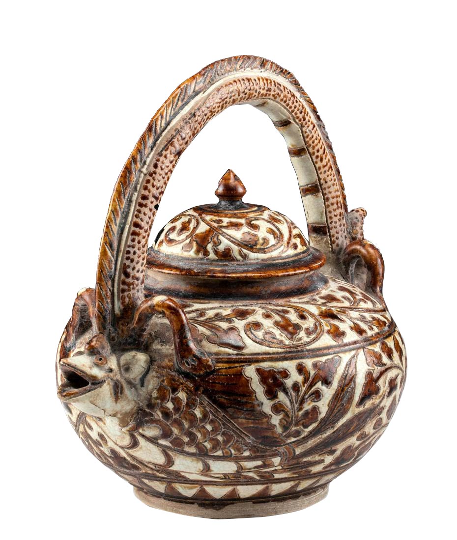 Thai Sawankhalok Pottery Zoomorphic Teapot w/ TL
