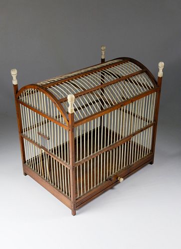 Joseph Clapp Nantucket Whalebone, Cherry Wood and Whale Ivory Birdcage, circa 1870