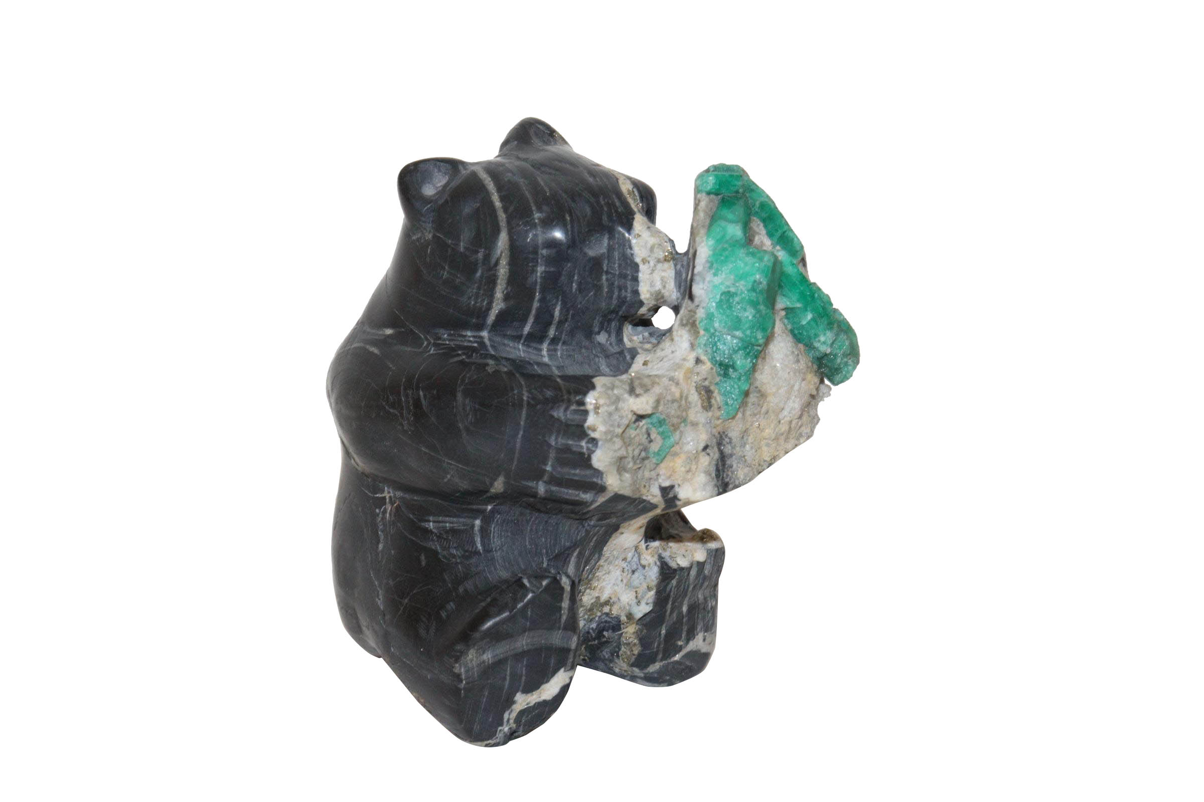 Carved Sculpture Colombian Emerald Matrix - Bear