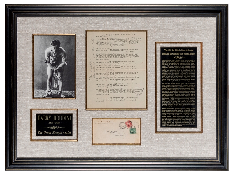 HOUDINI, Harry (Ehrich Weisz). Important Houdini TLS to Edw...