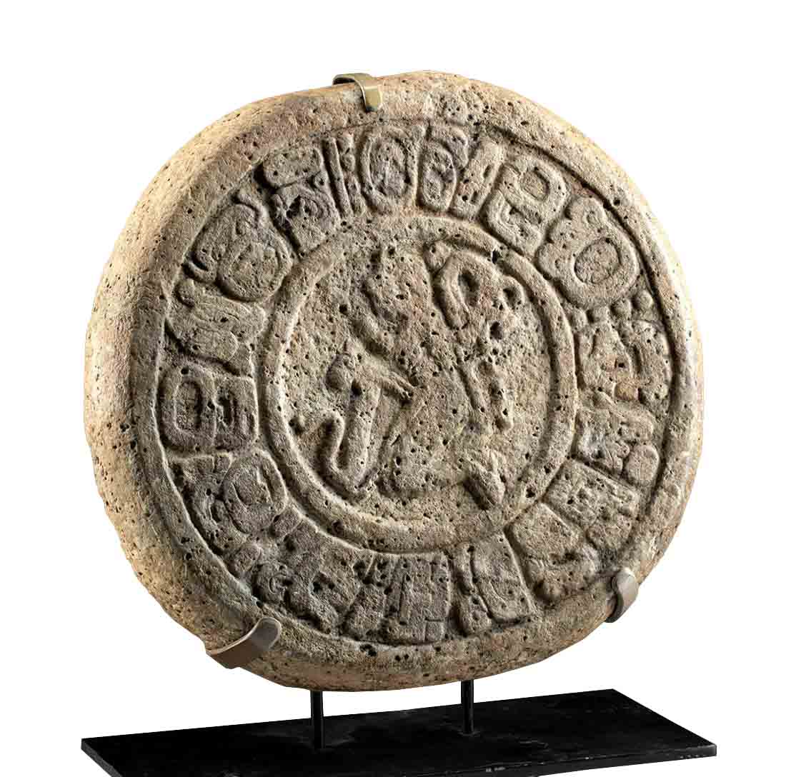 Exceptional Maya Limestone Ball Court Marker_